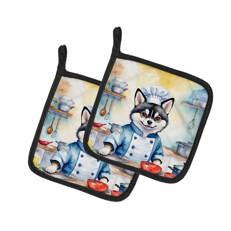 Alaskan Klee Kai The Chef Pot Holders - Set of 2 Decorative Kitchen Helpers | Made in the USA