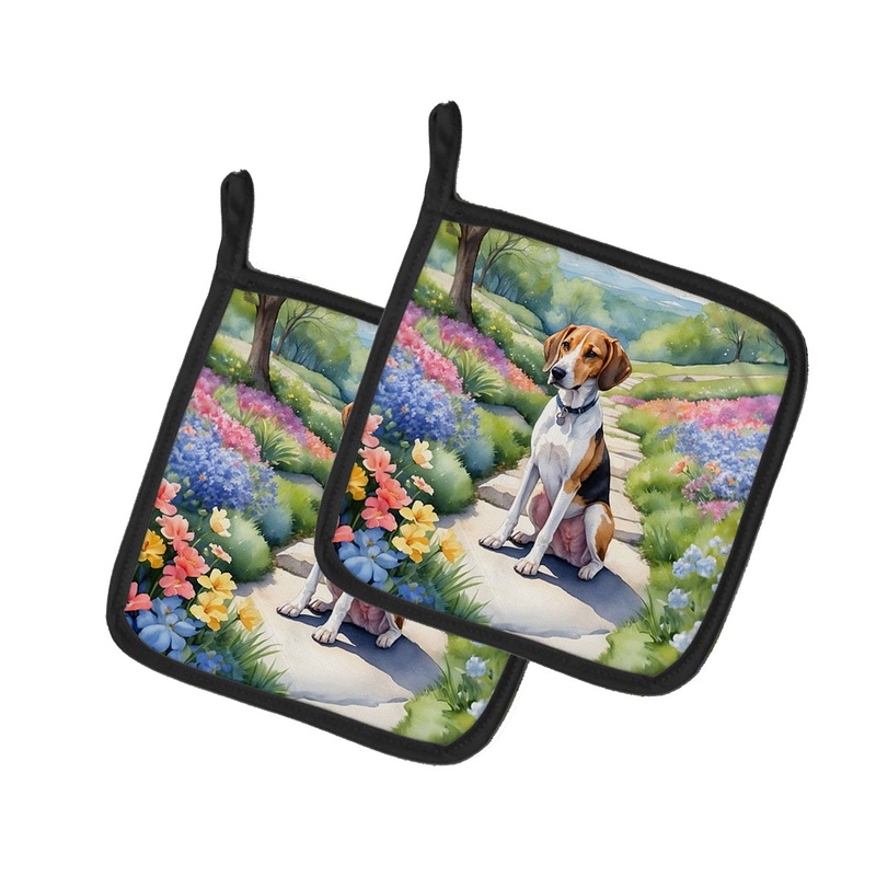 American Foxhound Spring Garden Pot Holders - Set of 2 Decorative Kitchen Helpers | Made in the USA