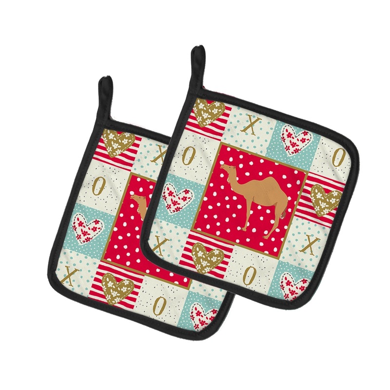Arabian Camel Dromedary Love Pot Holders - Set of 2 - Heat-Resistant Kitchen Essentials CK5244PTHD