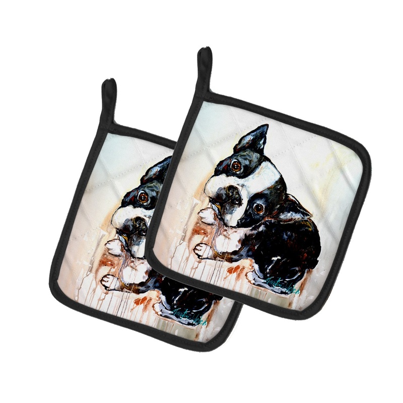 Boston Terrier The Look Pot Holders - Set of 2 Decorative Kitchen Helpers | Made in the USA