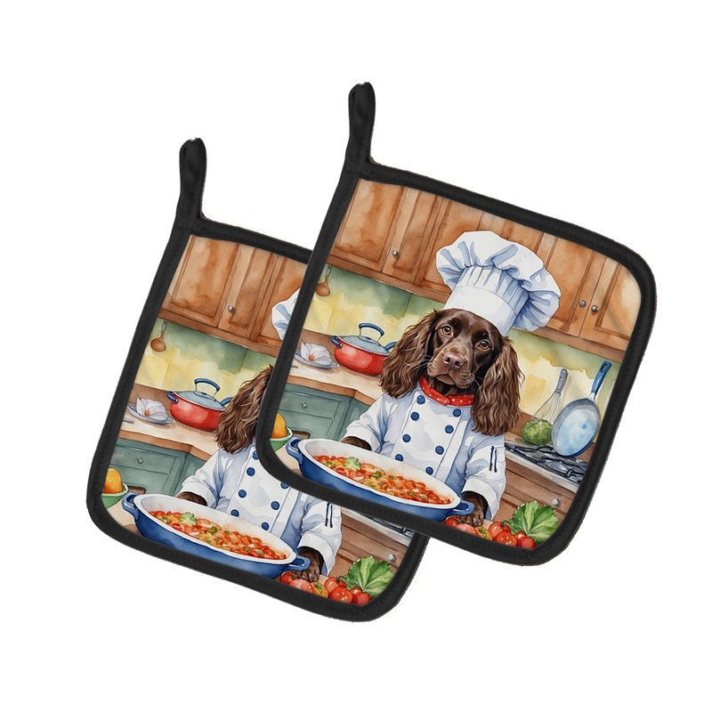 Boykin Spaniel The Chef Pot Holders - Set of 2 Decorative Kitchen Helpers | Made in the USA