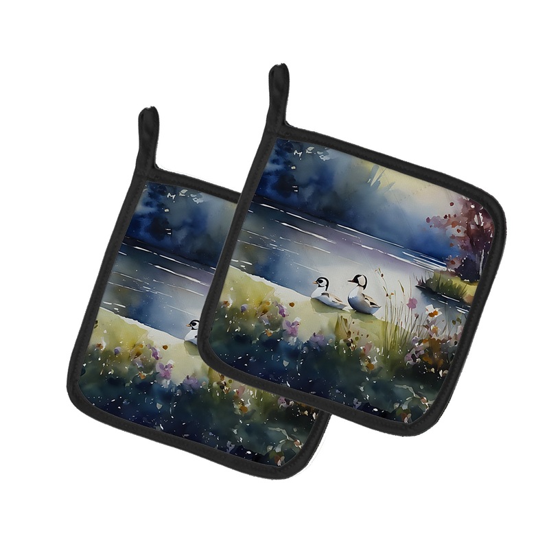 Bufflehead Pot Holders - Set of 2 Decorative Kitchen Helpers | Made in the USA