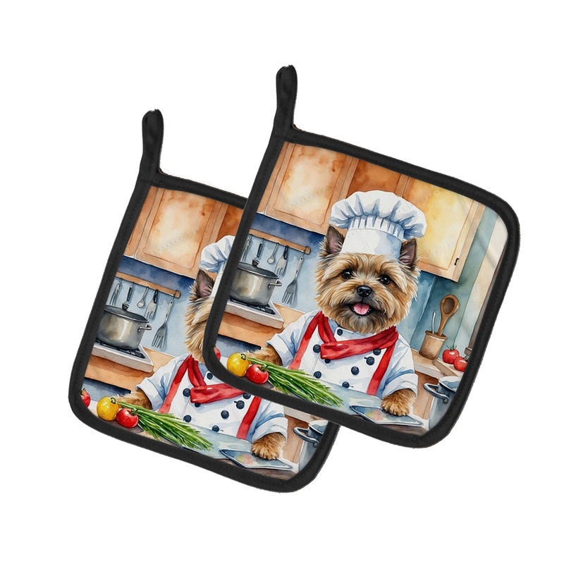 Cairn Terrier The Chef Pot Holders - Set of 2 Decorative Kitchen Helpers | Made in the USA