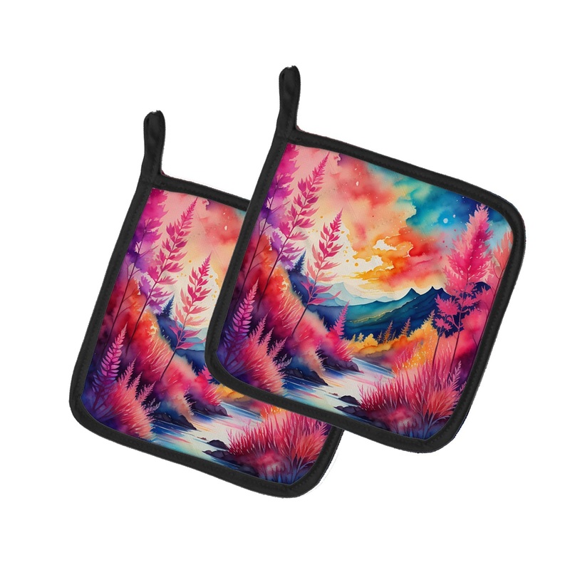 Colorful Astilbe Pot Holders - Set of 2 Decorative Kitchen Helpers | Made in the USA