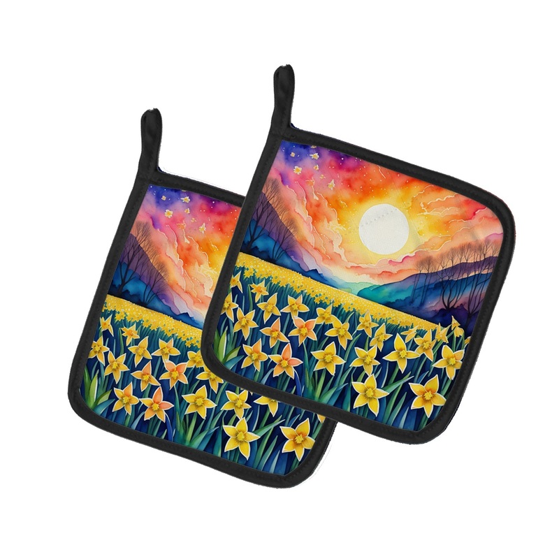 Colorful Daffodils Pot Holders - Set of 2 Decorative Kitchen Helpers | Made in the USA