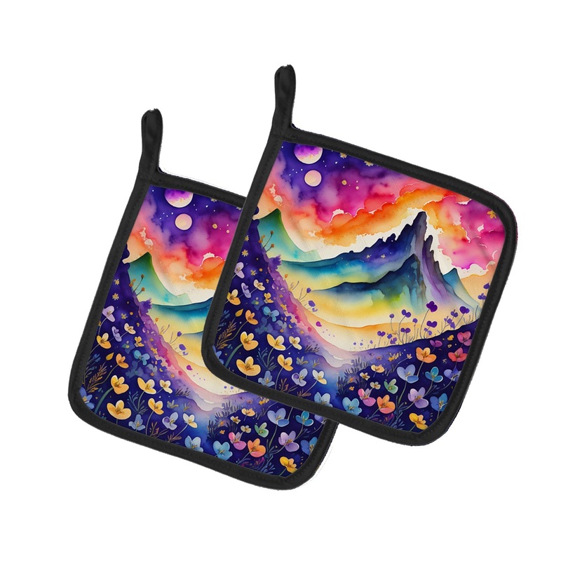Colorful Violets Pot Holders - Set of 2 Decorative Kitchen Helpers | Made in the USA
