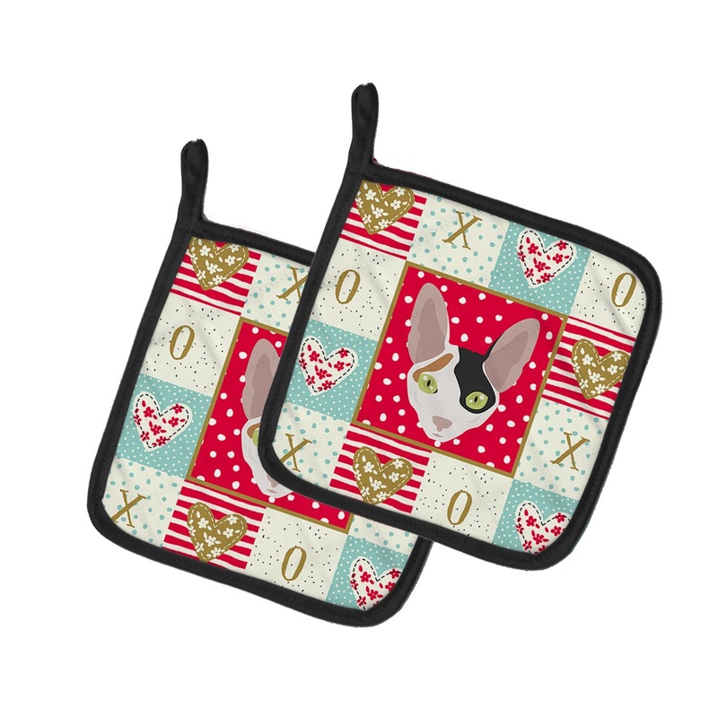 Cornish Rex Cat Love Pot Holders - Set of 2 - Heat-Resistant Kitchen Essentials CK5107PTHD