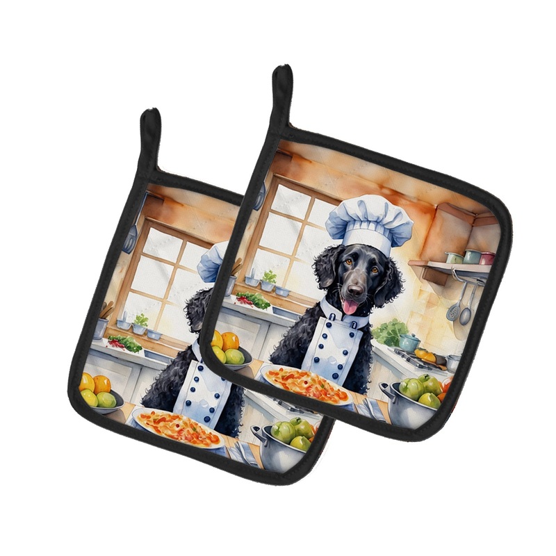 Curly-Coated Retriever The Chef Pot Holders - Set of 2 Decorative Kitchen Helpers | Made in the USA