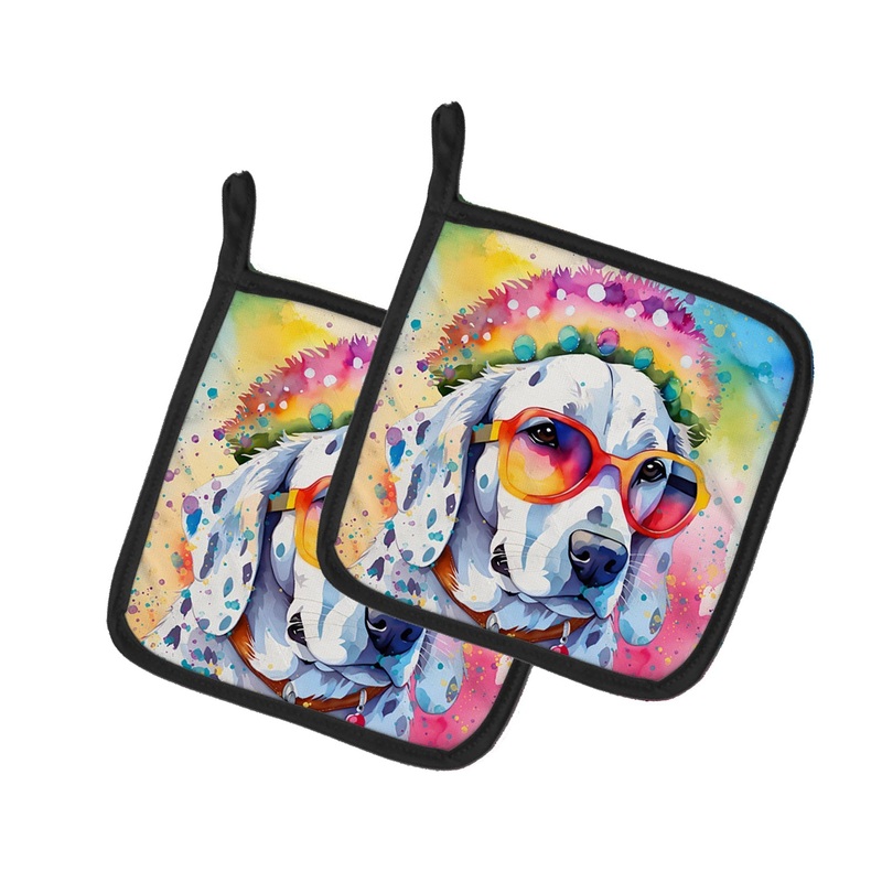 Dalmatian Hippie Dawg Pot Holders - Set of 2 Decorative Kitchen Helpers | Made in the USA