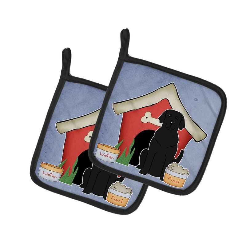 Dog House Collection Black Labrador Pot Holders - Set of 2 - Heat-Resistant Kitchen Essentials