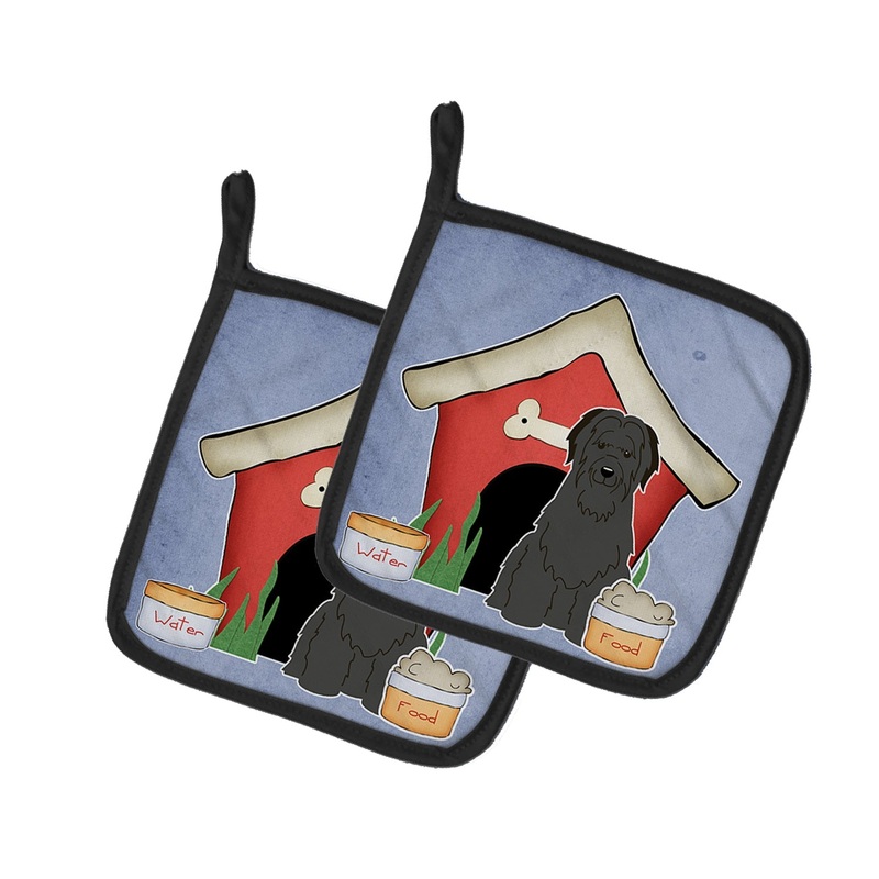 Dog House Collection Briard Black Pot Holders - Set of 2 - Heat-Resistant Kitchen Essentials