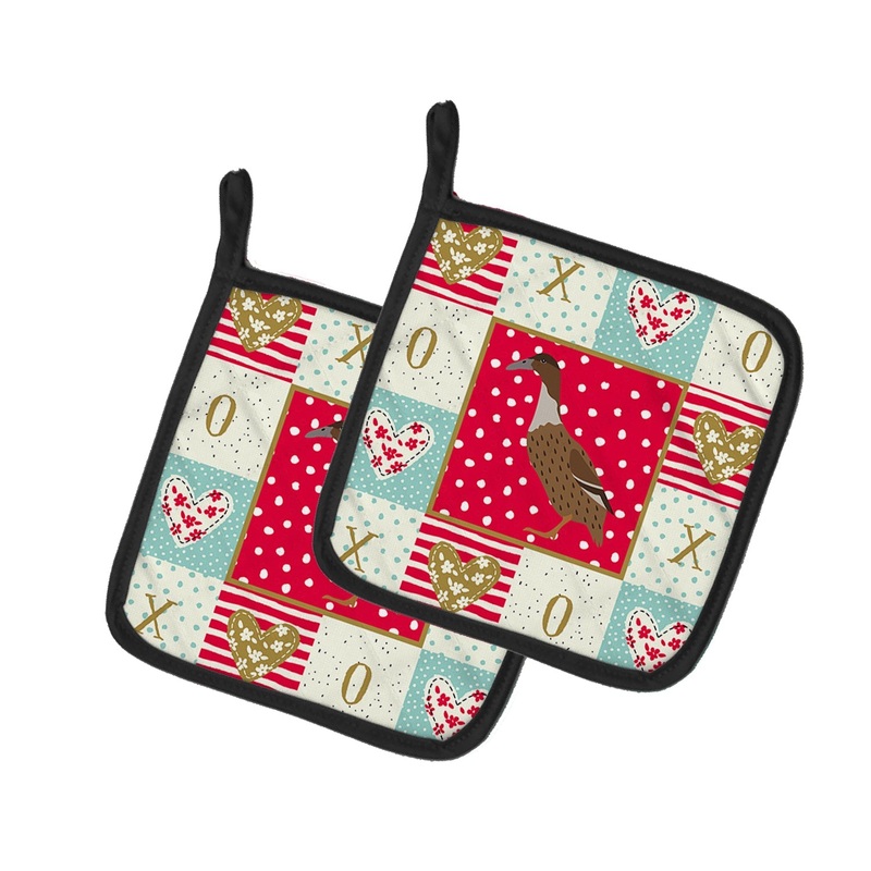 Dutch Hook Bill Duck Love Pot Holders - Set of 2 - Heat-Resistant Kitchen Essentials CK5288PTHD