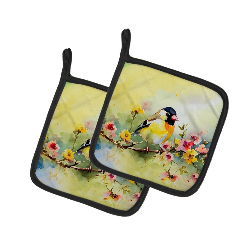 Goldfinch Pot Holders - Set of 2 Decorative Kitchen Helpers | Made in the USA