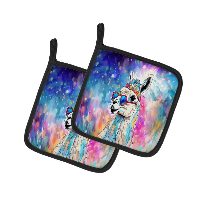 Hippie Animal Llama Pot Holders - Set of 2 Decorative Kitchen Helpers | Made in the USA
