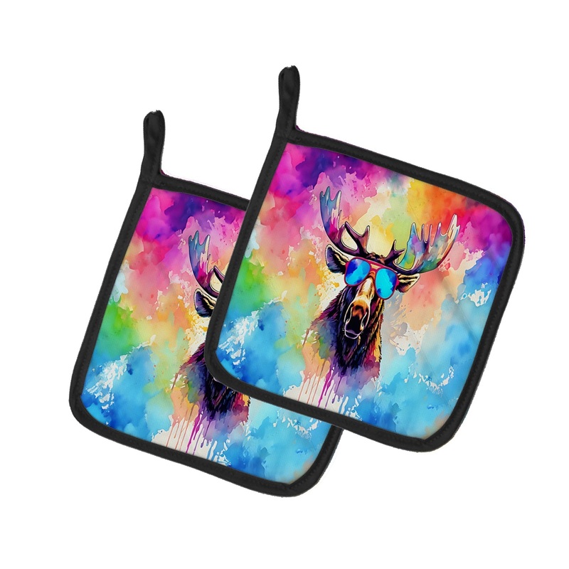 Hippie Animal Moose Pot Holders - Set of 2 Decorative Kitchen Helpers | Made in the USA