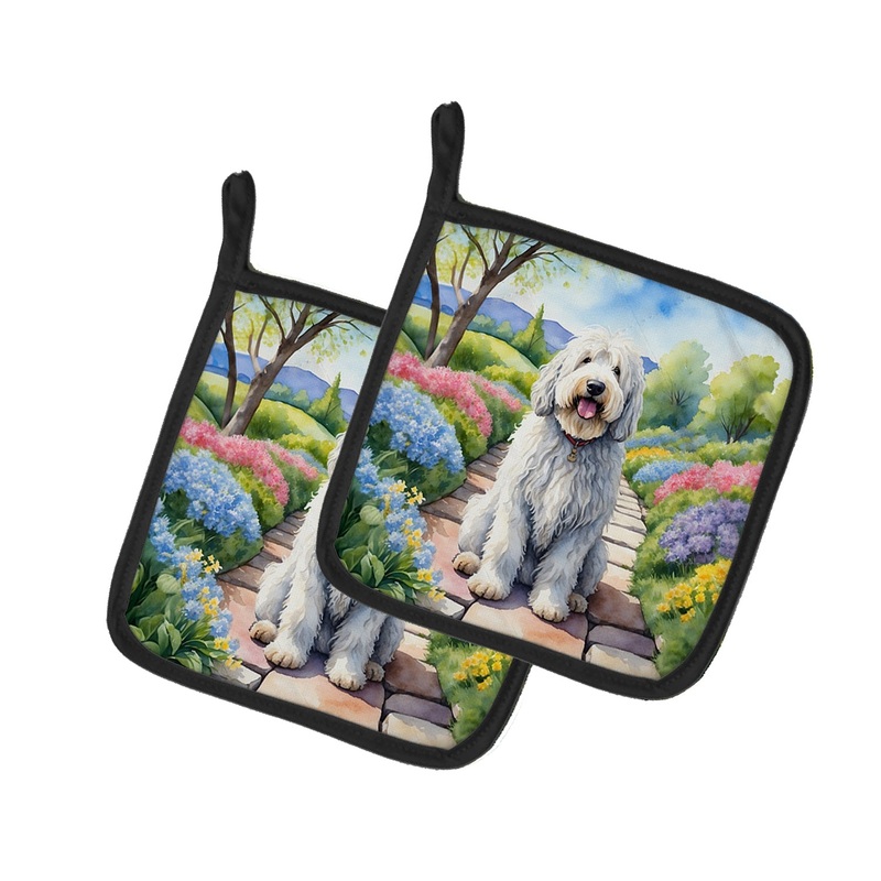 Komondor Spring Path Pot Holders - Set of 2 Decorative Kitchen Helpers | Made in the USA