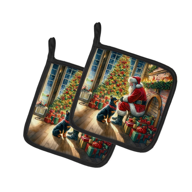 Lancashire Heeler and Santa Claus Pot Holders - Set of 2 Decorative Kitchen Helpers | Made in the USA