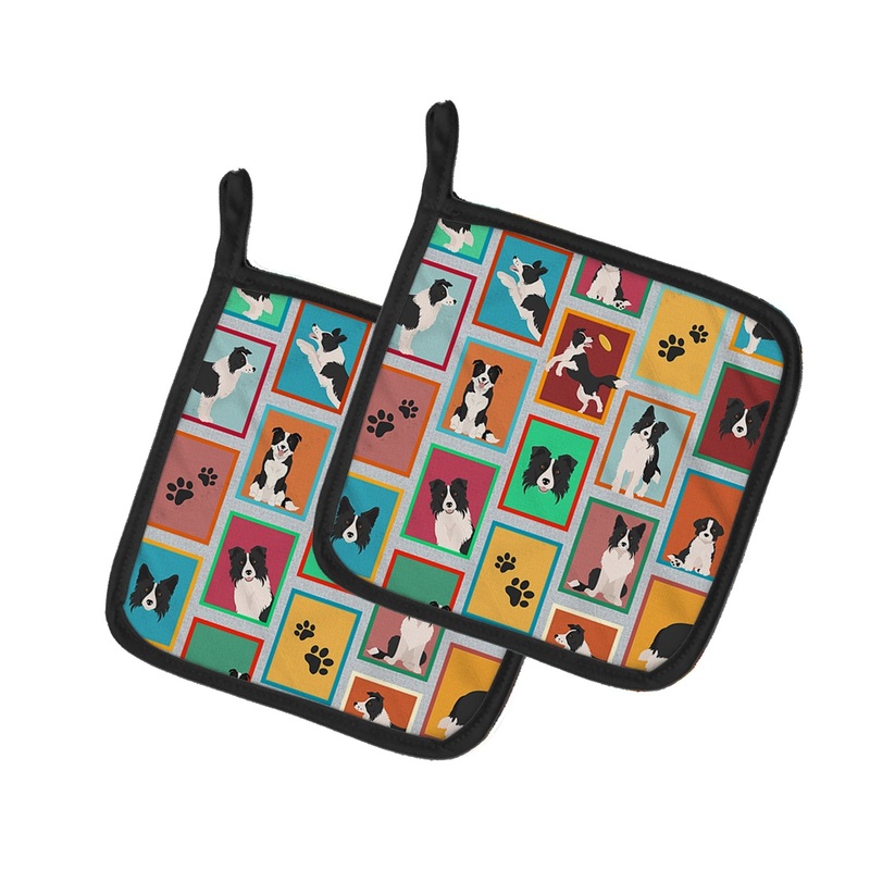 Lots of Border Collie Pot Holders - Set of 2 Decorative Kitchen Helpers | Made in the USA