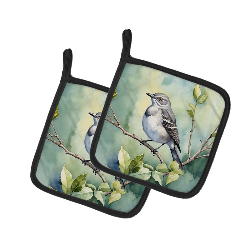 Mississippi Northern Mocking bird Pot Holders - Set of 2 Decorative Kitchen Helpers | Made in the USA
