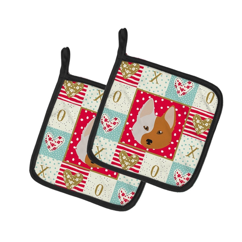 Nordic Spitz Love Pot Holders - Set of 2 - Heat-Resistant Kitchen Essentials CK5222PTHD