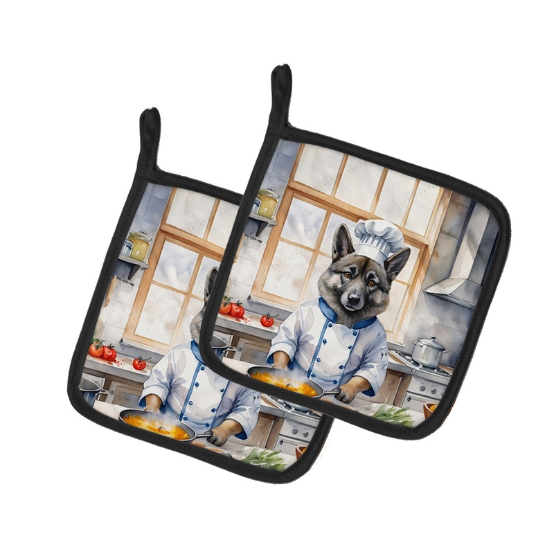 Norwegian Elkhound The Chef Pot Holders - Set of 2 Decorative Kitchen Helpers | Made in the USA