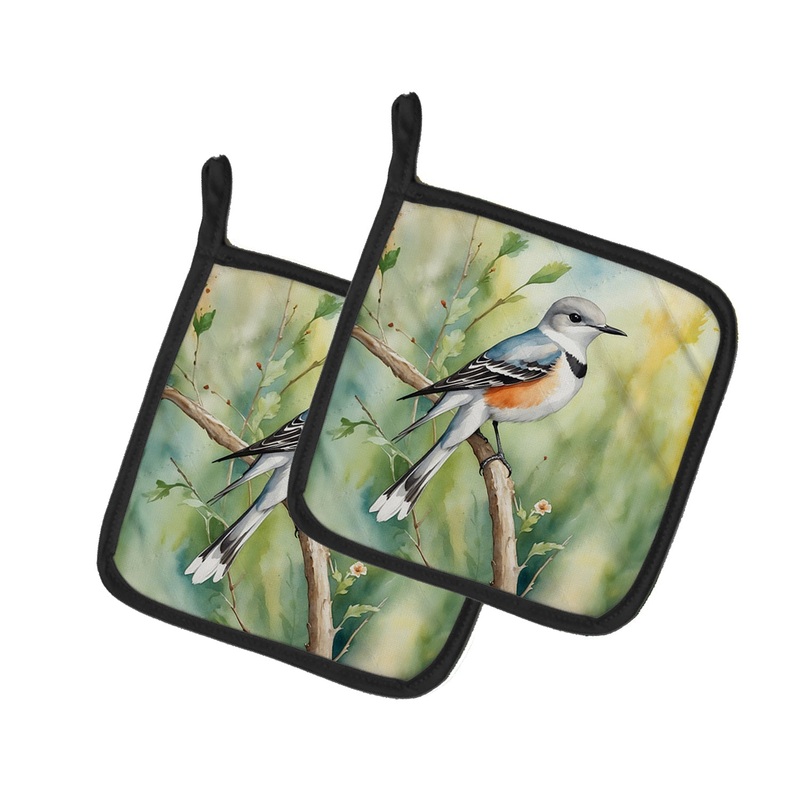 Oklahoma Scissortailed Flycatcher Pot Holders - Set of 2 Decorative Kitchen Helpers | Made in the USA