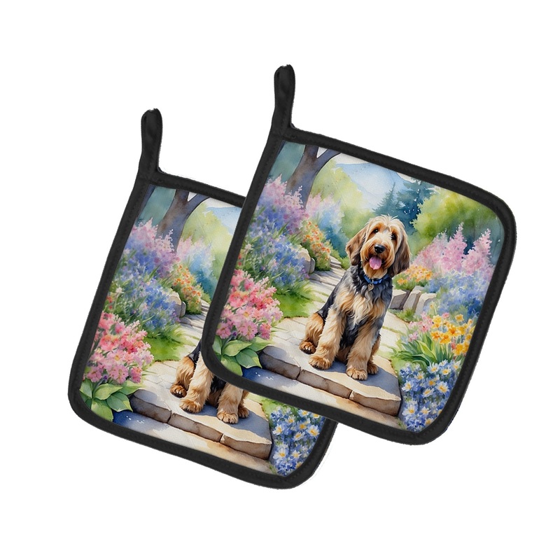 Otterhound Spring Path Pot Holders - Set of 2 Decorative Kitchen Helpers | Made in the USA