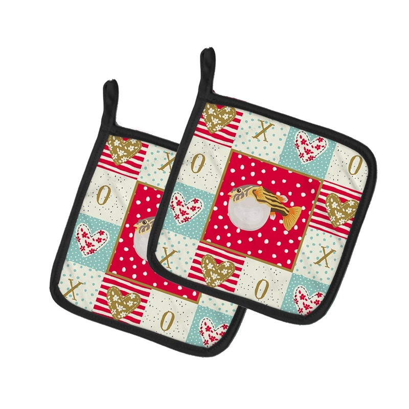 Puffer Fish Love Pot Holders - Set of 2 - Heat-Resistant Kitchen Essentials CK5496PTHD
