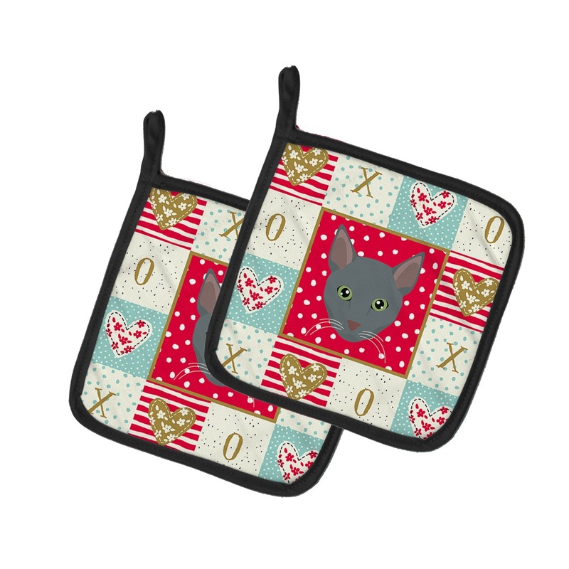 Raas Cat Love Pot Holders - Set of 2 - Heat-Resistant Kitchen Essentials CK5151PTHD