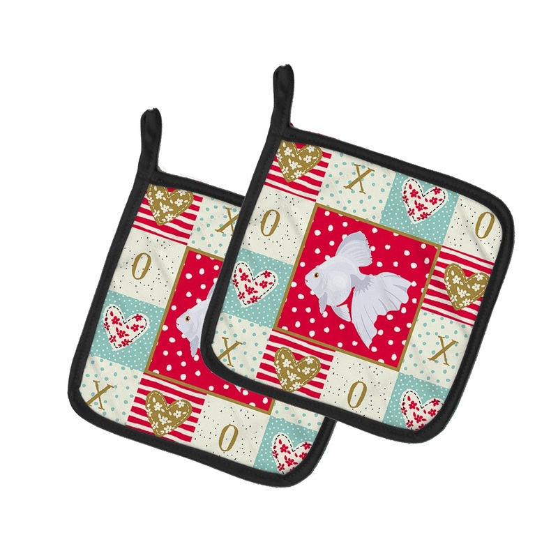 Ryukin Goldfish Love Pot Holders - Set of 2 - Heat-Resistant Kitchen Essentials CK5477PTHD