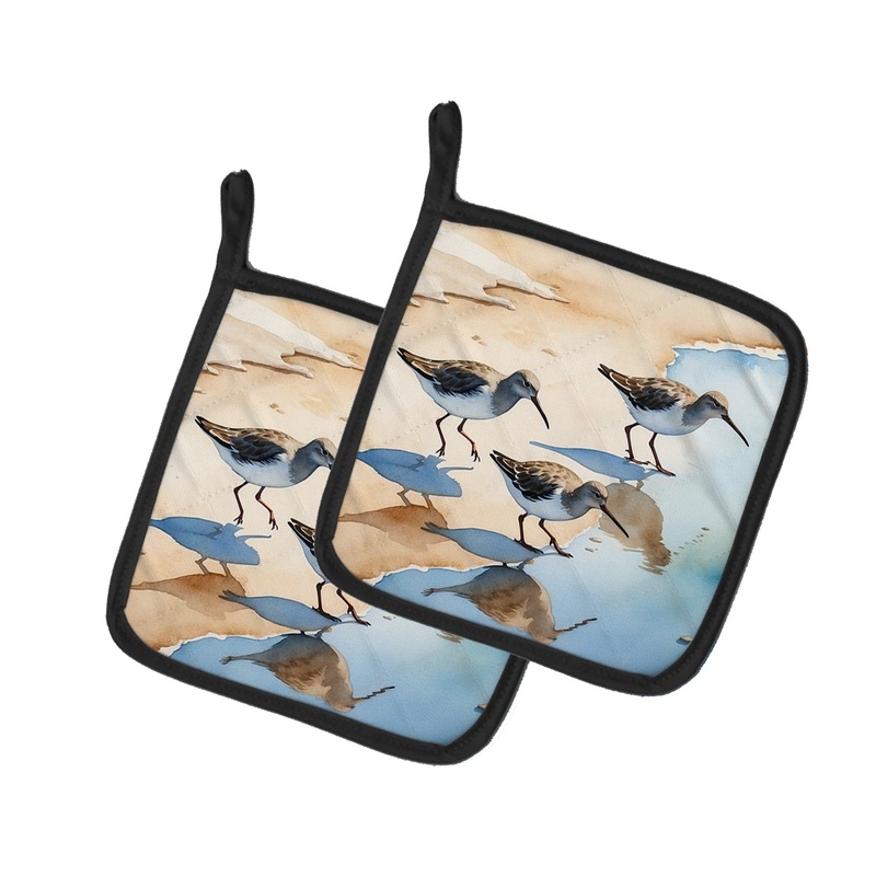 Sandpipers Pot Holders - Set of 2 Decorative Kitchen Helpers | Made in the USA