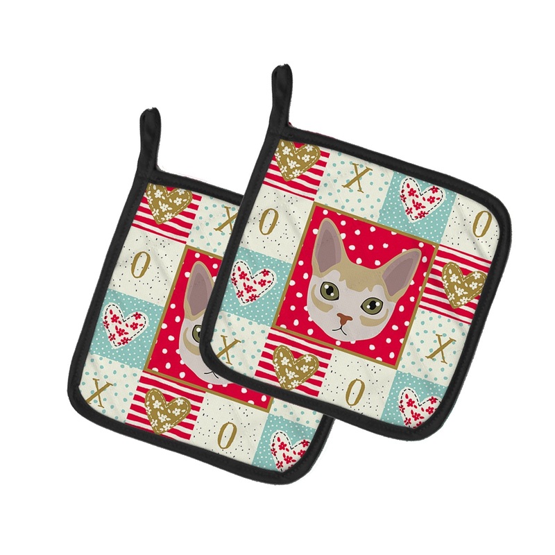 Singapura Cat Love Pot Holders - Set of 2 - Heat-Resistant Kitchen Essentials CK5165PTHD