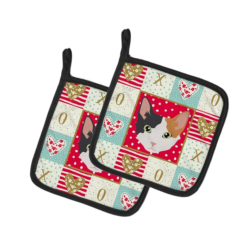 Skookum Cat Love Pot Holders - Set of 2 - Heat-Resistant Kitchen Essentials CK5166PTHD