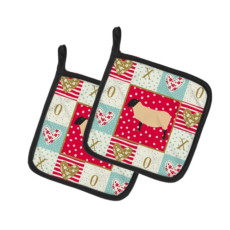 Suffolk Sheep Love Pot Holders - Set of 2 - Heat-Resistant Kitchen Essentials CK5399PTHD
