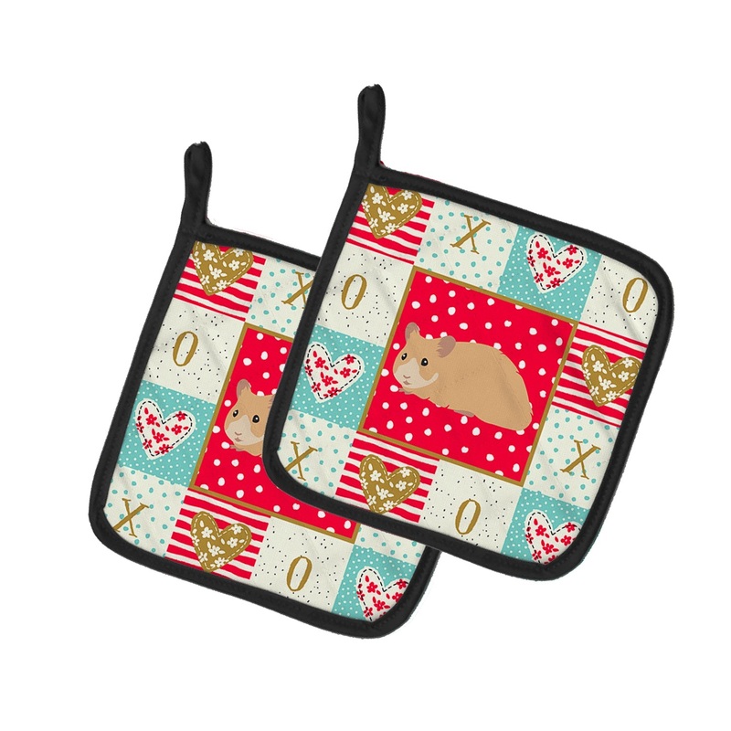 Syrian Golden Hamster Love Pot Holders - Set of 2 - Heat-Resistant Kitchen Essentials CK5443PTHD