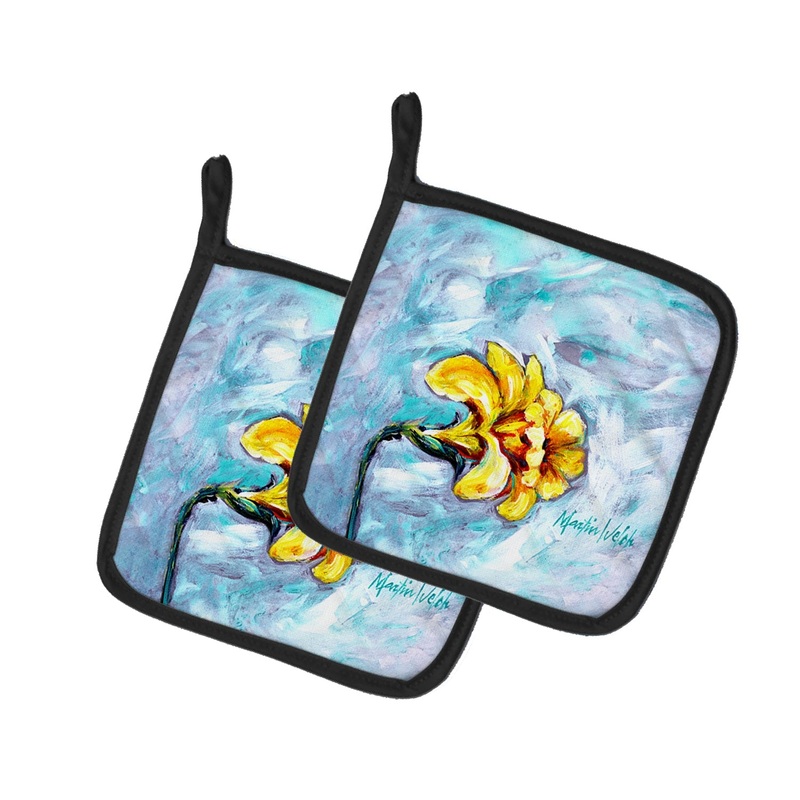 Yellow Daffy Daffodils Pot Holders - Set of 2 Decorative Kitchen Helpers | Made in the USA