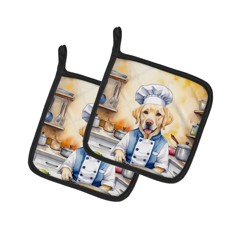 Yellow Labrador Retriever The Chef Pot Holders - Set of 2 Decorative Kitchen Helpers | Made in the USA