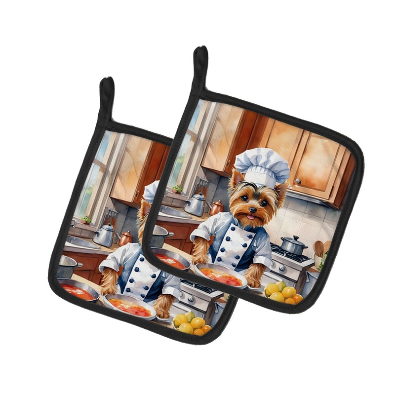 Yorkie Yorkshire Terrier The Chef Pot Holders - Set of 2 Decorative Kitchen Helpers | Made in the USA
