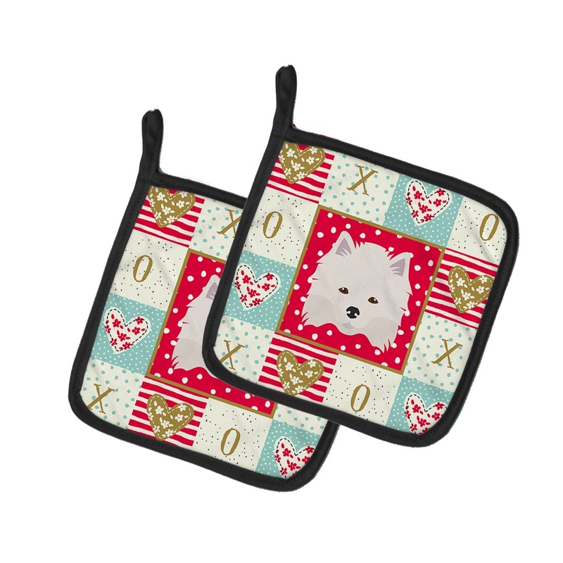 American Eskimo Love Pot Holders - Set of 2 - Heat-Resistant Kitchen Essentials CK5181PTHD