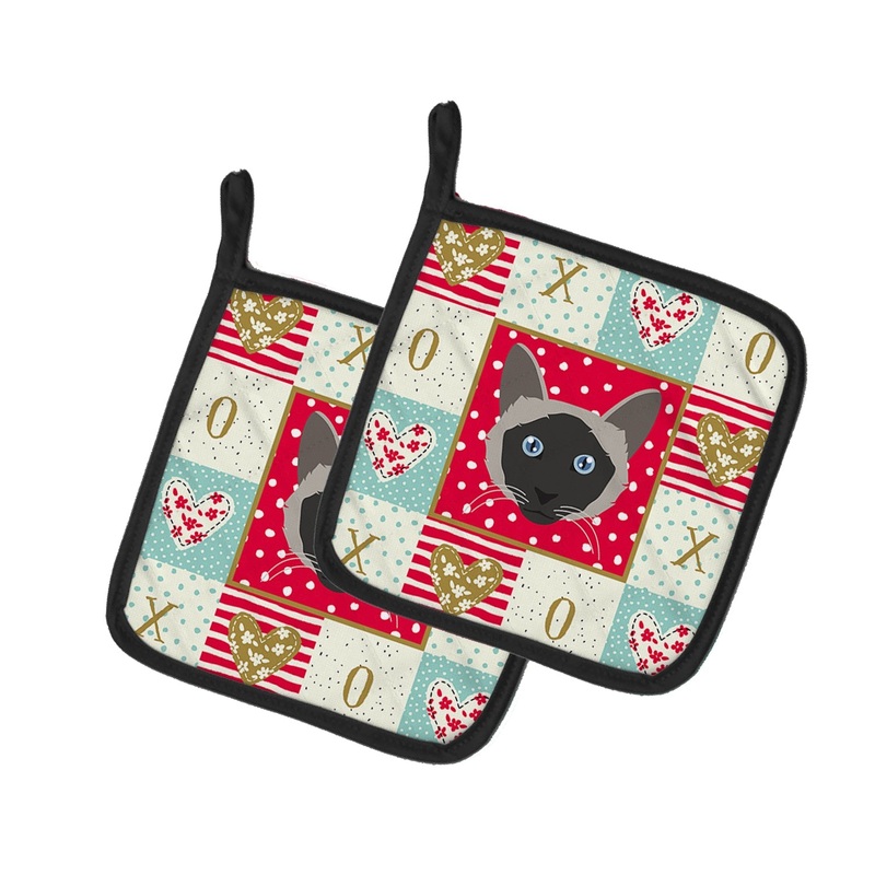 Balinese Cat Love Pot Holders - Set of 2 - Heat-Resistant Kitchen Essentials CK5087PTHD