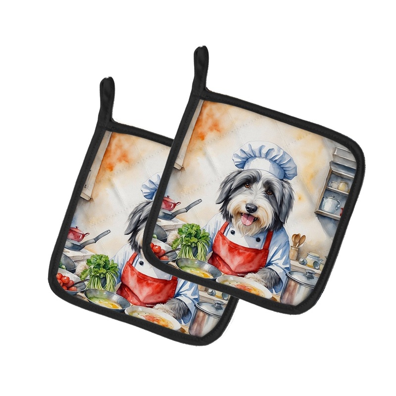 Bearded Collie The Chef Pot Holders - Set of 2 Decorative Kitchen Helpers | Made in the USA