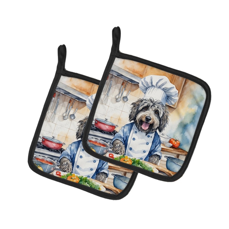 Bergamasco Sheepdog The Chef Pot Holders - Set of 2 Decorative Kitchen Helpers | Made in the USA