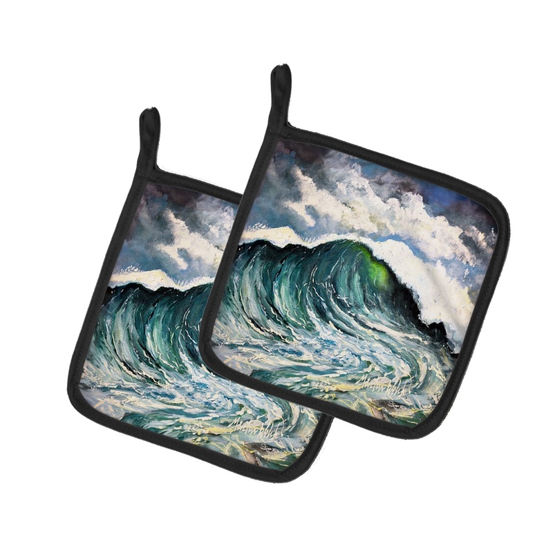 Big Blue Wave Pot Holders - Set of 2 Decorative Kitchen Helpers | Made in the USA