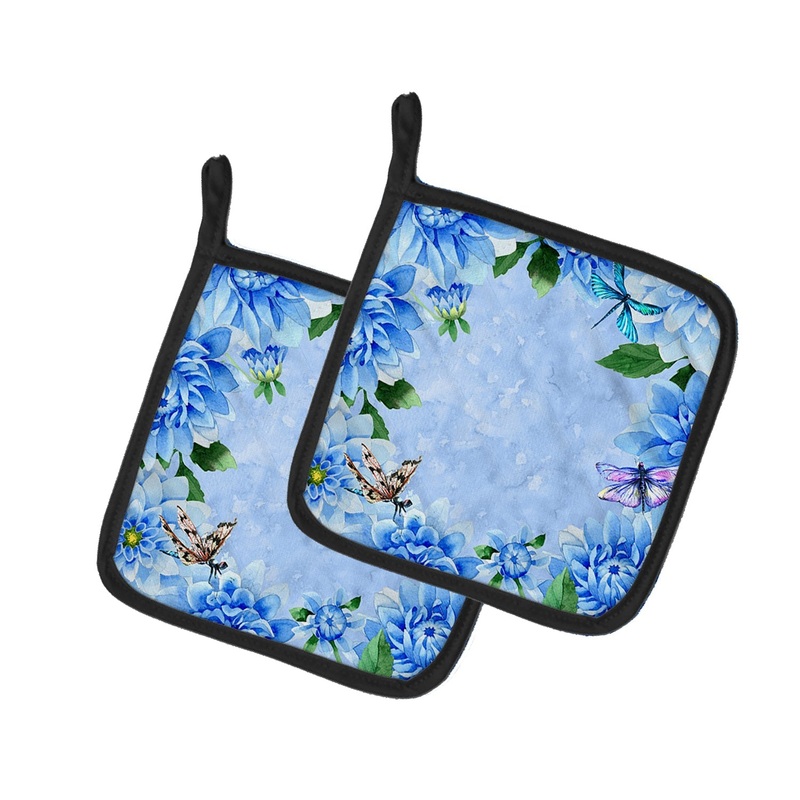 Blue Dahlias Pot Holders - Set of 2 - Heat-Resistant Kitchen Essentials
