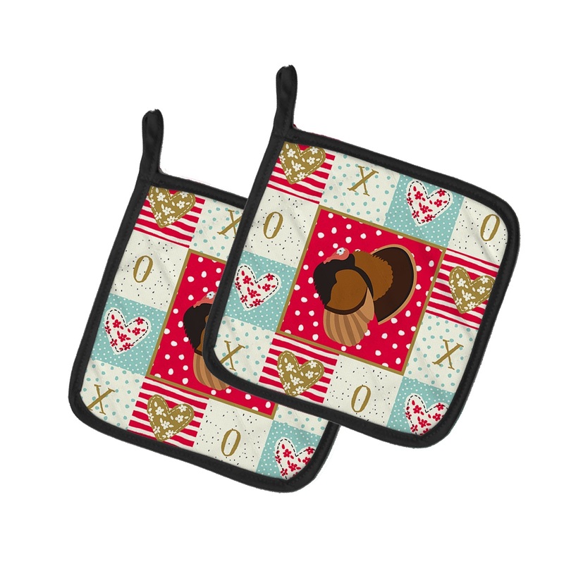 Bronze Turkey Love Pot Holders - Set of 2 - Heat-Resistant Kitchen Essentials CK5413PTHD