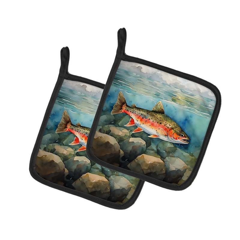 Brook Trout Pot Holders - Set of 2 Decorative Kitchen Helpers | Made in the USA