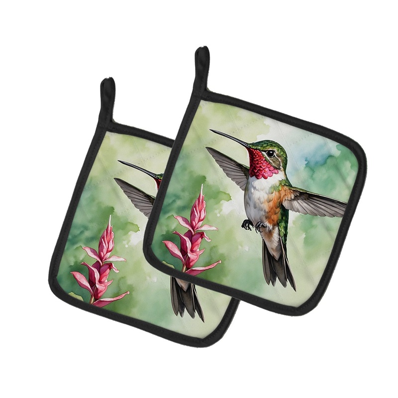 Calliope Hummingbird Pot Holders - Set of 2 Decorative Kitchen Helpers | Made in the USA