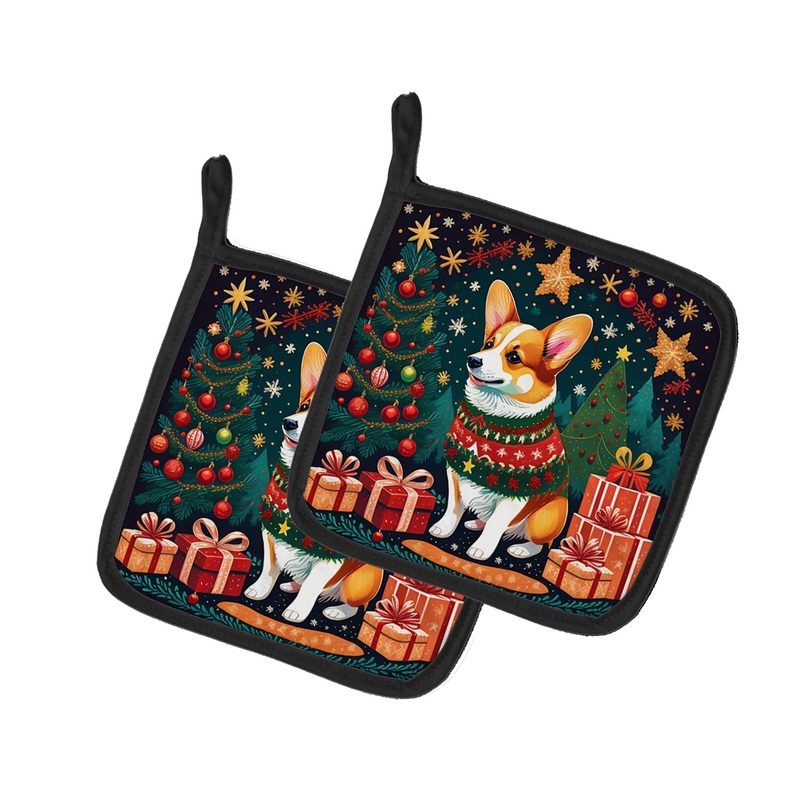 Corgi Christmas Pot Holders - Set of 2 Decorative Kitchen Helpers | Made in the USA