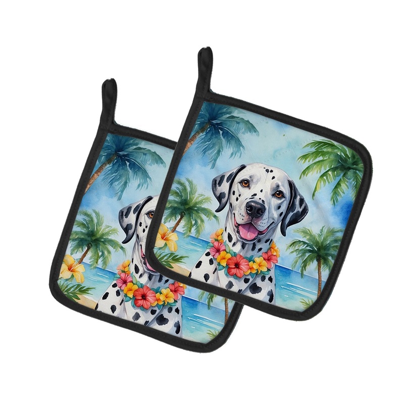 Dalmatian Luau Pot Holders - Set of 2 Decorative Kitchen Helpers | Made in the USA