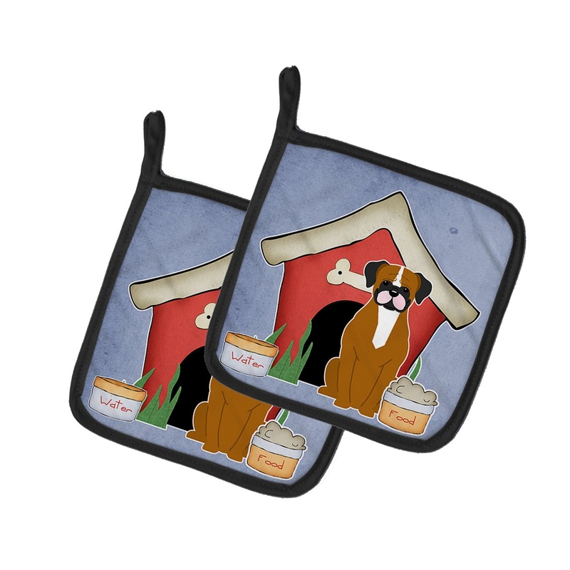 Dog House Collection Flashy Fawn Boxer Pot Holders - Set of 2 - Heat-Resistant Kitchen Essentials